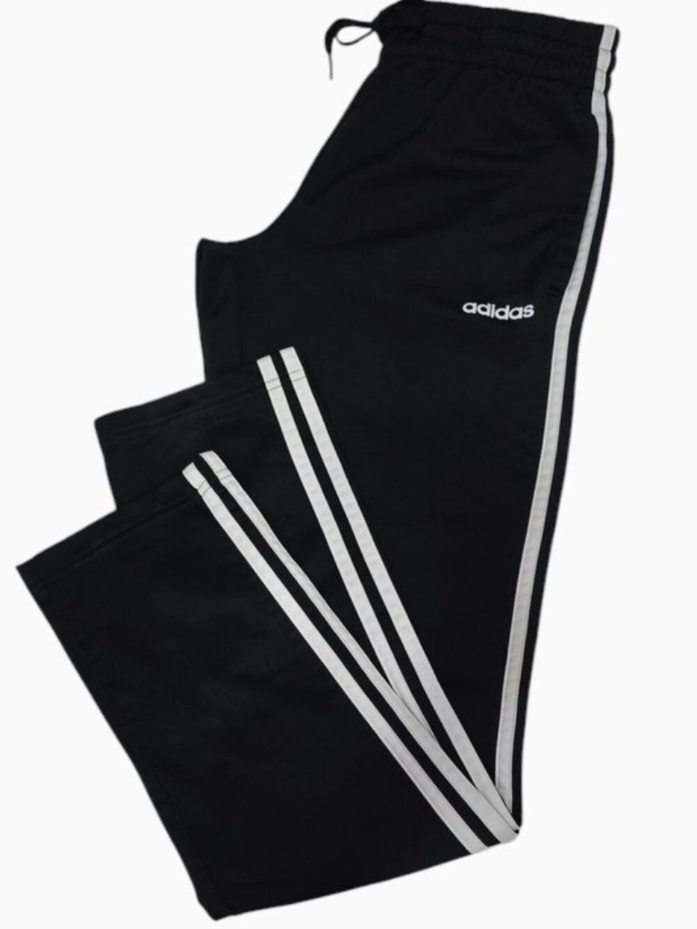 Adidas Essential Straight Leg Track Pants Black White Elastic Waist Small T19